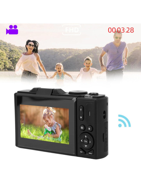 Cámara Digital Zunate 64MP 4K UHD con Zoom 18X y Pantalla 3"