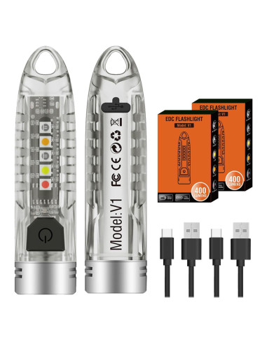 Linterna EDC V1 Mini 2 Pack 400LM Recargable IPX6 Blanca