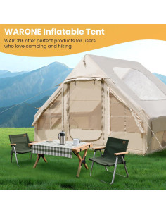 Tienda Inflable de Camping WARONE para 10 Personas Beige 2