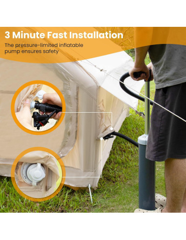 Tienda Inflable de Camping WARONE para 10 Personas Beige