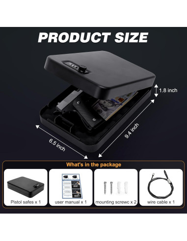 Caja Fuerte Portátil para Pistolas PACOLO Grande 29x19.6cm