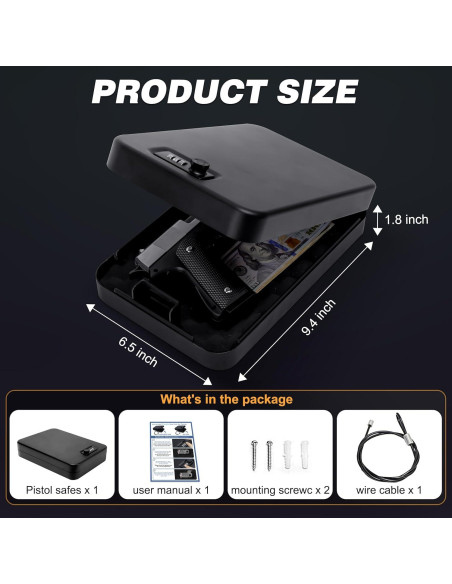 Caja Fuerte Portátil para Pistolas PACOLO Grande 29x19.6cm