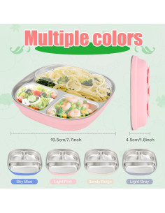 Platos de Acero Inoxidable para Niños TAOceeXI 2-pack Antideslizantes 2