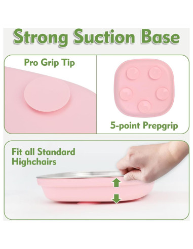 Platos de Acero Inoxidable para Niños TAOceeXI 2-pack Antideslizantes