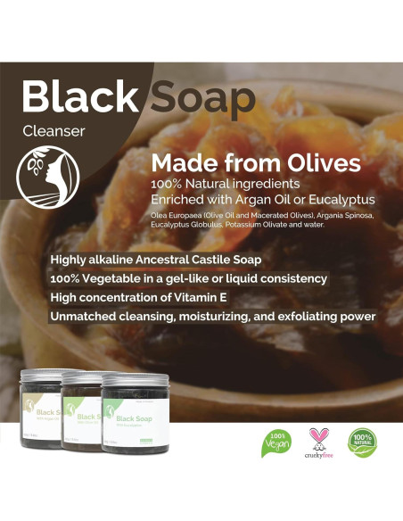 Jabón Negro Marroquí Fatima's Garden 150g Exfoliante Rosa