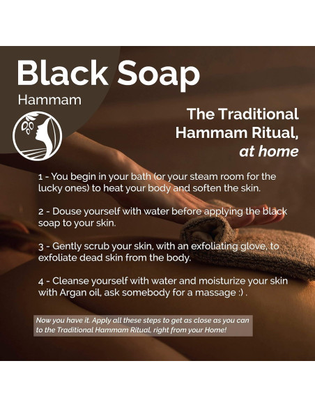 Jabón Negro Marroquí Fatima's Garden 150g Exfoliante Rosa