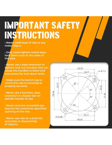 Prensa de Banco AROEDVISE 4.5" Giratoria Industrial 1500kg