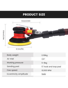 Lijadora Orbital Neumática SHININGEYES 5" Doble Acción 2