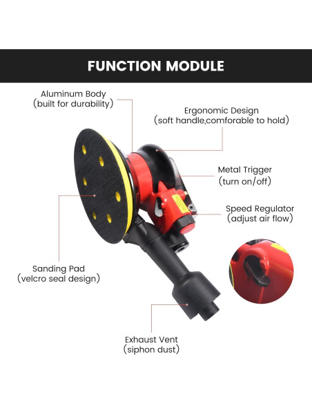 Lijadora Orbital Neumática SHININGEYES 5" Doble Acción