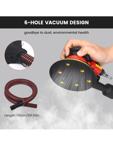 Lijadora Orbital Neumática SHININGEYES 5" Doble Acción