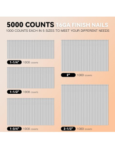 Clavos de Acabado 16 Gauge NIANRONGHUA 5000 Piezas 5 Tamaños 2