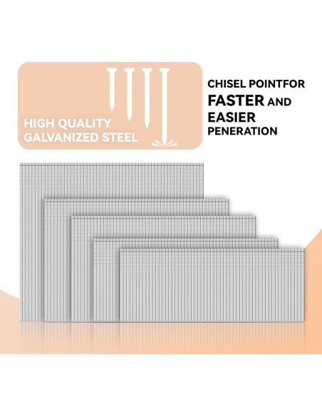 Clavos de Acabado 16 Gauge NIANRONGHUA 5000 Piezas 5 Tamaños