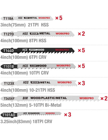 WORKPRO Kit Sierra de Calar 6.5AMP + 25 Cuchillas T-Shank