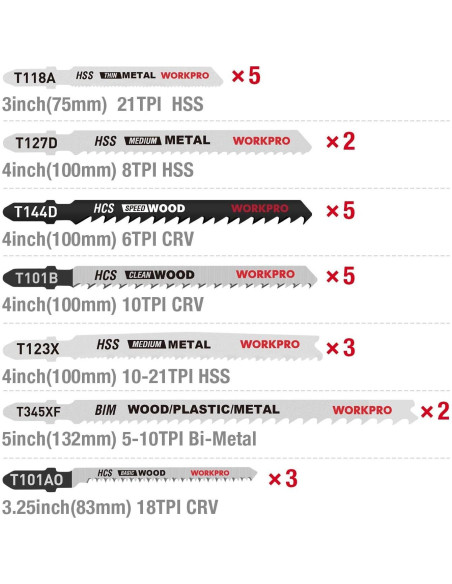 WORKPRO Kit Sierra de Calar 6.5AMP + 25 Cuchillas T-Shank
