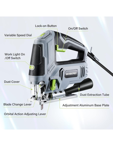 WORKPRO Kit Sierra de Calar 6.5AMP + 25 Cuchillas T-Shank