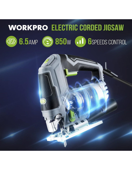 WORKPRO Kit Sierra de Calar 6.5AMP + 25 Cuchillas T-Shank