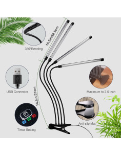 Luz de Crecimiento para Plantas ORALUCE 80 LEDs 4 Cabezas 2