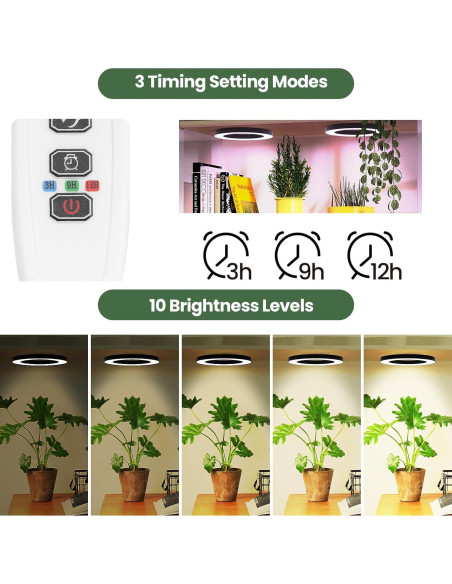 Luz de Crecimiento de Techo Mosthink 16x16cm 288 LEDs Espectro Completo