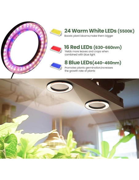 Luz de Crecimiento de Techo Mosthink 16x16cm 288 LEDs Espectro Completo