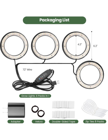 Luz de Crecimiento de Techo Mosthink 16x16cm 288 LEDs Espectro Completo