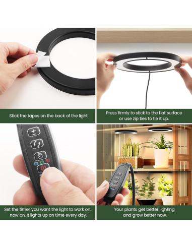 Luz de Crecimiento de Techo Mosthink 16x16cm 288 LEDs Espectro Completo