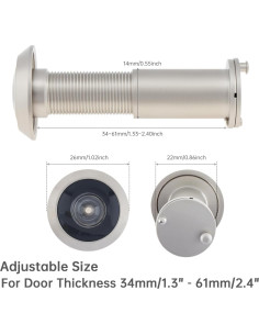 Mirilla de Puerta Latón Sólido 180 Grados Niquelado 14 mm 2