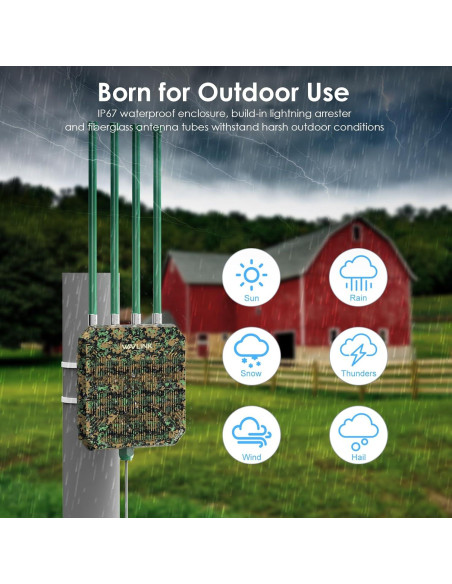 Extensor WiFi 6 Exterior WAVLINK WL-WN573HX1-B, IP67, 4x8dBi