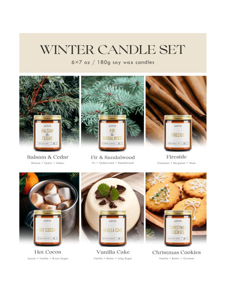 Conjunto de 6 Velas Aromáticas AOOVOO - Cera de Soja, 1190g