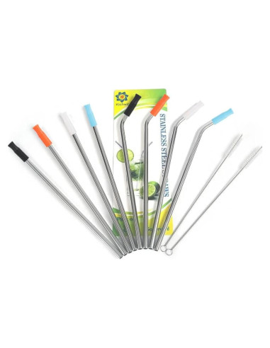 Juego de Popotes de Acero Inoxidable Kichwit 26.67 cm - 8 Unidades