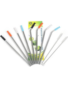 Juego de Popotes de Acero Inoxidable Kichwit 26.67 cm - 8 Unidades 2