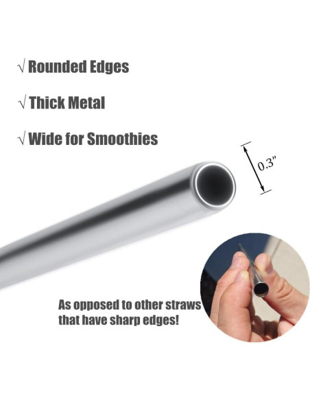 Juego de Popotes de Acero Inoxidable Kichwit 26.67 cm - 8 Unidades