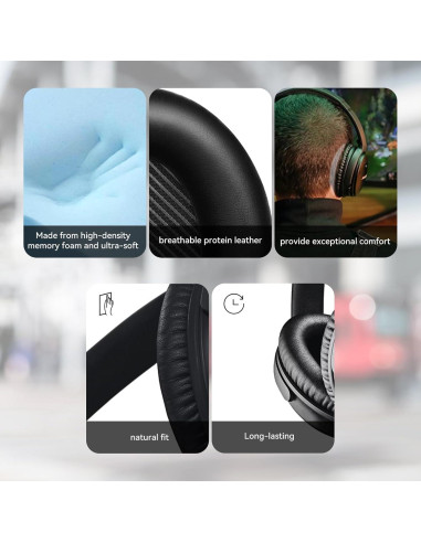 Almohadillas de Repuesto Bose QC35/QC35 II - Espuma Memoria y Cuero