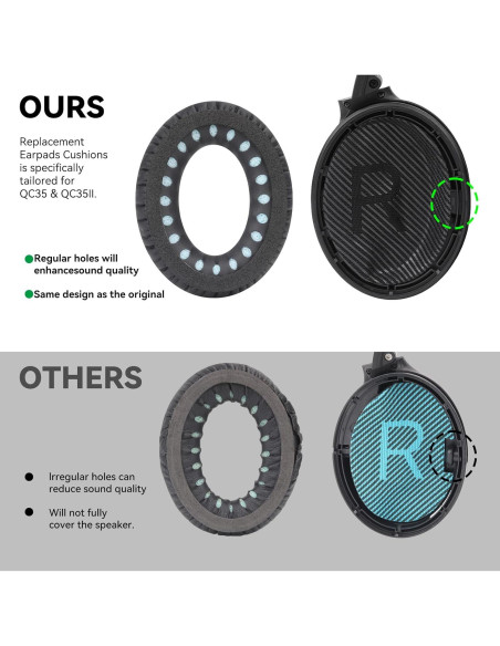 Almohadillas de Repuesto Bose QC35/QC35 II - Espuma Memoria y Cuero