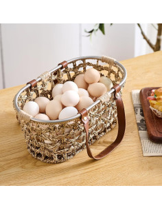 Cesta de Huevos LGENHOOM de Hierba Marina Natural Ovalada 2