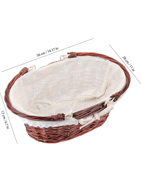 Cesta de Mimbre Natural HOZEON 35.8x27.9x17 cm con Forro