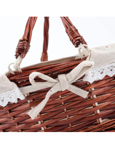 Cesta de Mimbre Natural HOZEON 35.8x27.9x17 cm con Forro