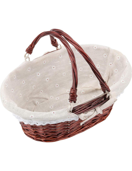 Cesta de Mimbre Natural HOZEON 35.8x27.9x17 cm con Forro