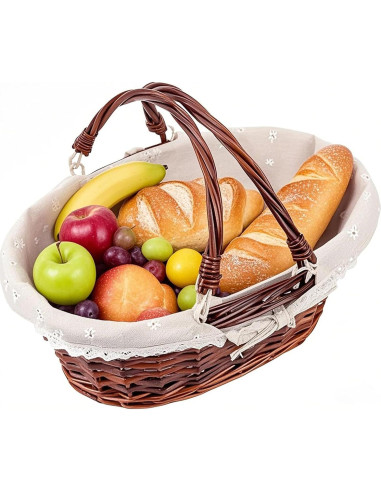 Cesta de Mimbre Natural HOZEON 35.8x27.9x17 cm con Forro