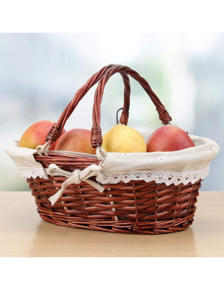 Cesta de Mimbre Natural HOZEON 35.8x27.9x17 cm con Forro