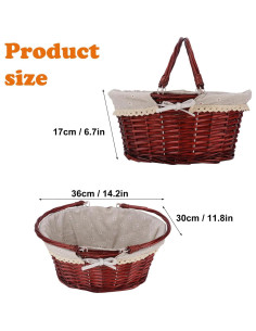 Cesta de Mimbre Grande Geytetqi 36x30x17 cm con Forro de Lino 2