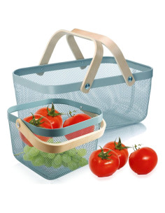 Cesta de Picnic Cheardia 2 Pack Malla Acero Azul 39.9x24.1cm
