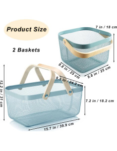 Cesta de Picnic Cheardia 2 Pack Malla Acero Azul 39.9x24.1cm 2