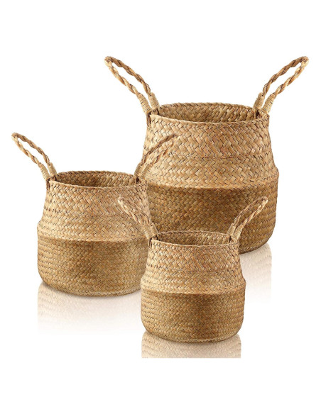 Cestas de Almacenamiento Patelai de Hierba Marina - 3 Piezas