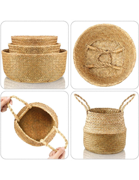 Cestas de Almacenamiento Patelai de Hierba Marina - 3 Piezas