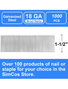 Clavos Brad Galvanizados 18 GA SimCos 3.81 cm - 1000 PCS 2