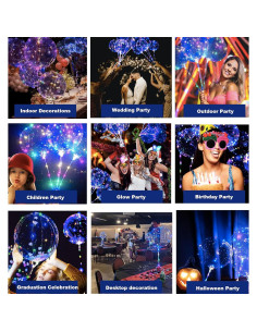 Paquete de 12 globos LED Bobo 50.8 cm con varillas y luces 2