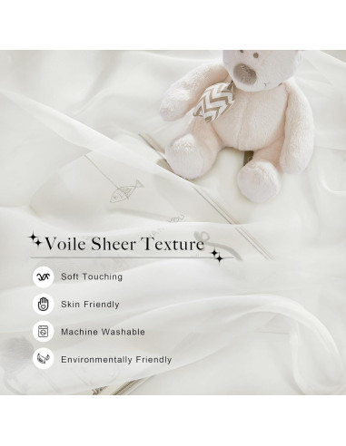 Bufanda Decorativa de Voile NICETOWN Beige 114x160 cm