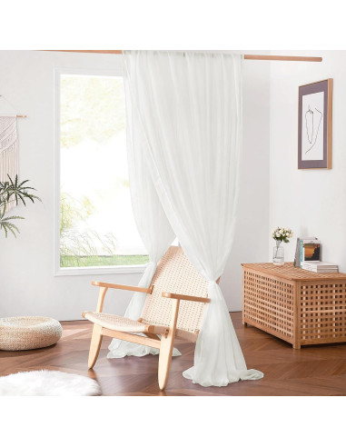 Bufanda Decorativa de Voile NICETOWN Beige 114x160 cm