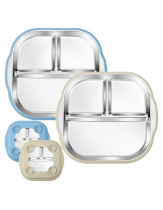 Platos Divididos de Acero Inoxidable BUSOHA 2 Piezas 23.9 cm