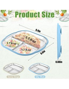 Platos Divididos de Acero Inoxidable BUSOHA 2 Piezas 23.9 cm 2